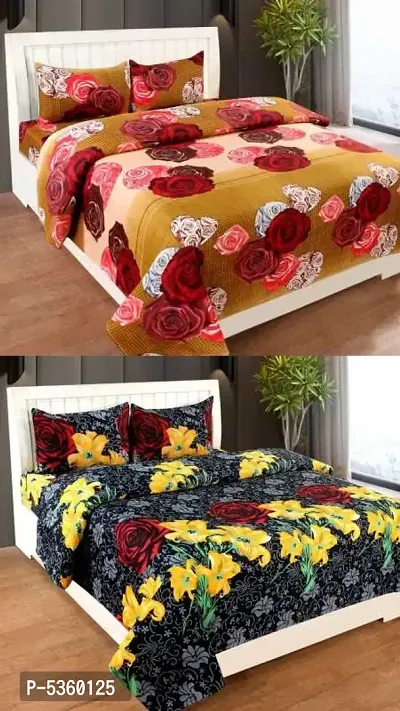 160 TC Polycotton Double Floral Bedsheet  (Pack of 2, Multicolor)