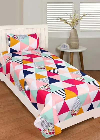 Printed Glace Cotton Single Bedsheets