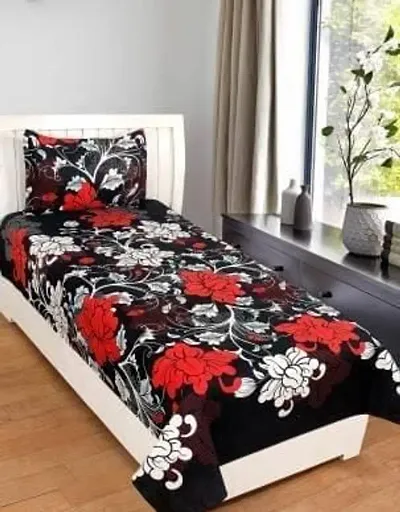 Printed Polycotton Single Bedsheets with 1 Pillow Covers