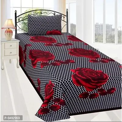 Fancy Microfiber Single Bedsheet With One Pillow Cover-thumb0