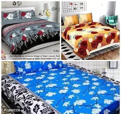 Fancy Microfiber Printed 3 Bedsheet with 6 Pillow Covers-thumb0