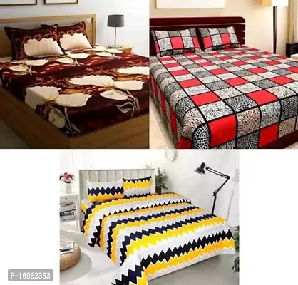 Fancy Microfiber Printed 3 Bedsheet with 6 Pillow Covers-thumb0