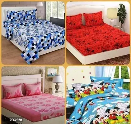 Fancy Microfiber Printed 4 Bedsheet with 8 Pillow Covers