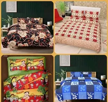 Fancy Microfiber Printed 4 Bedsheet with 8 Pillow Covers-thumb0
