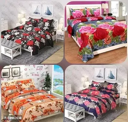 Fancy Microfiber Printed 4 Bedsheet with 8 Pillow Covers