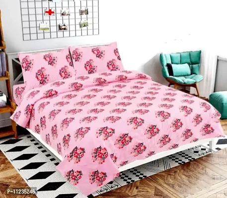 Fancy Microfiber Printed Bedsheet with 2 Pillow Covers-thumb0