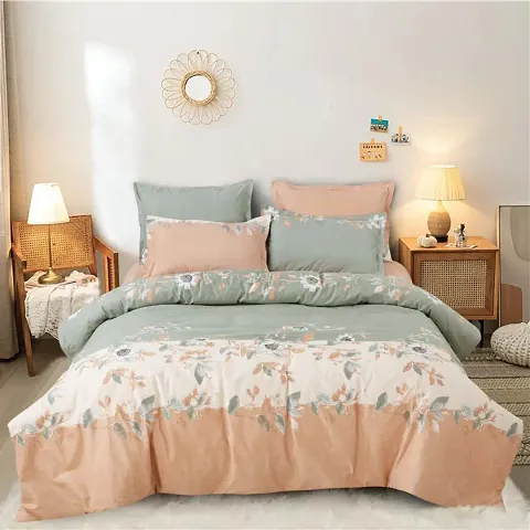 90*90 Inch Glace Cotton Printed Double Bedsheets