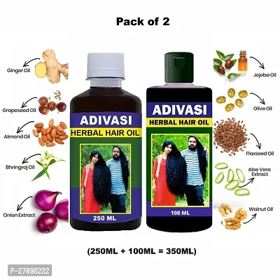 100% Natural Adivasi Hair Oil 350ml All Type of Hair Problem Herbal Growth Hair Oil (Pack Of 1 * 250ML + 1 * 100ML) 0.05
