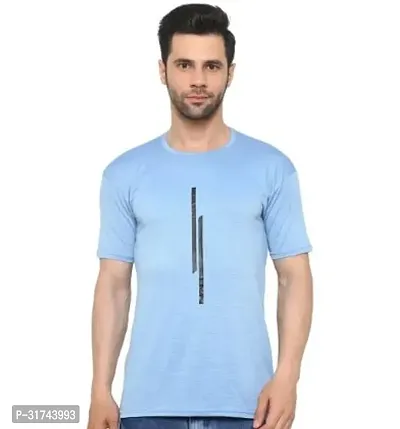 Comfortable Blue Cotton Spandex Tees For Men-thumb0