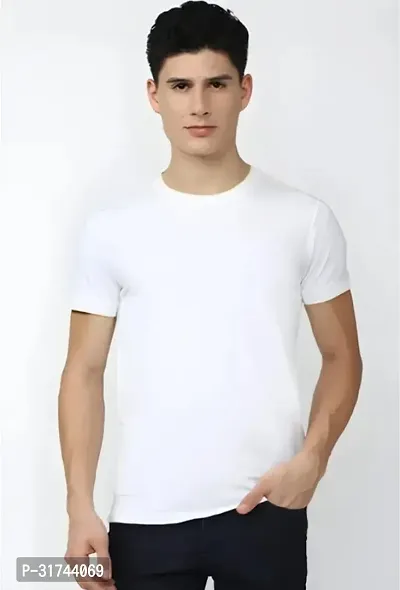 Comfortable White Cotton Tees For Men-thumb0