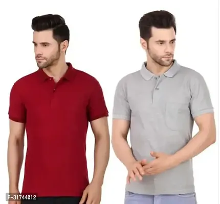 Comfortable Multicoloured Poly Cotton Polos For Men Pack Of 2-thumb0