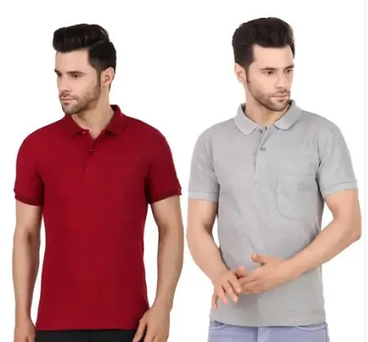 Pretty Comfortable Multicoloured Cotton Tees For Men Pack Of 2