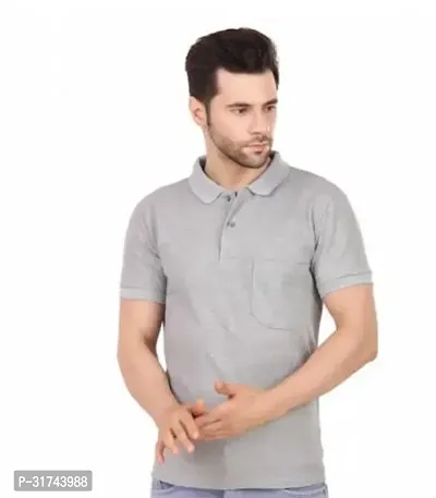 Comfortable Grey Cotton Polos For Men