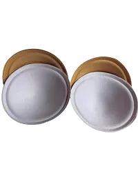 Women's Foam Cotton Round Shape Bra Cup Pad 2 Pair (Combo) (32, Brown + White)-thumb2