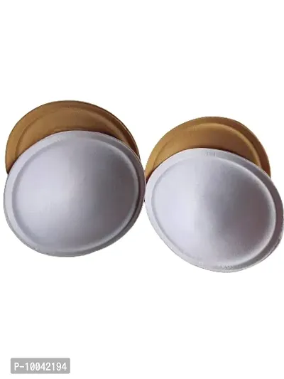 Women's Foam Cotton Round Shape Bra Cup Pad 2 Pair (Combo) (32, Brown + White)-thumb3