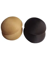 Women's Foam Cotton Round Shape Bra Cup Pad 2 Pair (Combo) (40, Brown + Black)-thumb2