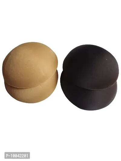 Women's Foam Cotton Round Shape Bra Cup Pad 2 Pair (Combo) (40, Brown + Black)-thumb3