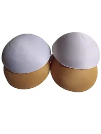 Women's Foam Cotton Round Shape Bra Cup Pad 2 Pair (Combo) (32, Brown + White)-thumb1