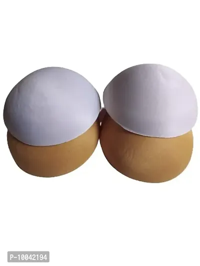 Women's Foam Cotton Round Shape Bra Cup Pad 2 Pair (Combo) (32, Brown + White)-thumb2