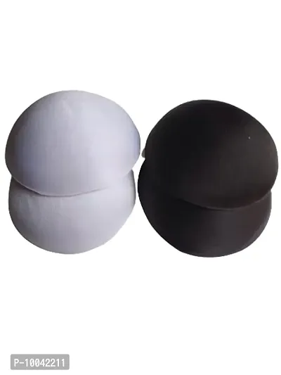 Women's Foam Cotton Round Shape Bra Cup Pad 2 Pair (Combo) (36, Black + White)