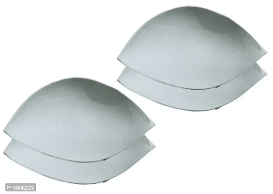 Women's Foam Cotton Eye Shape 2 Pair Bra Cup Pad in White Color (Small)-thumb2