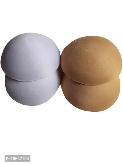 Women's Foam Cotton Round Shape Bra Cup Pad 2 Pair (Combo) (32, Brown + White)-thumb0