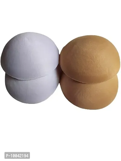 Women's Foam Cotton Round Shape Bra Cup Pad 2 Pair (Combo) (32, Brown + White)