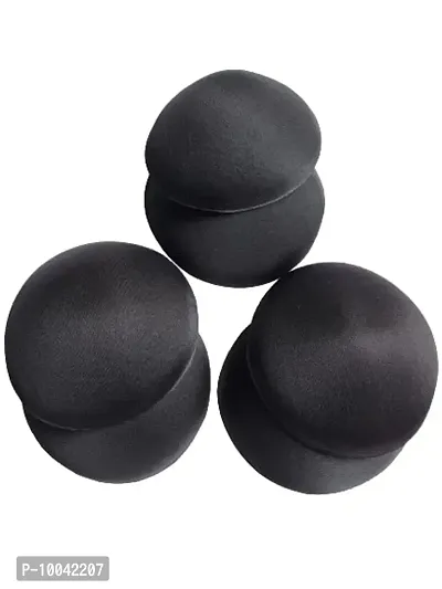 Women's Foam Cotton Round Shape Bra Cup Pad 3 Pair (36, Black)-thumb2