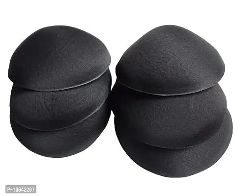 Women's Foam Cotton Round Shape Bra Cup Pad 3 Pair (36, Black)-thumb3