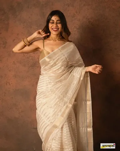 New In Organza Saree without Blouse piece 