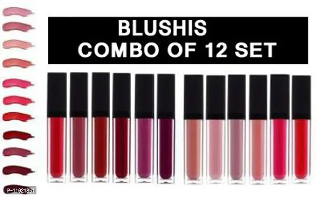 Non Transfer Waterproof Super stay matte ink bold lip color liquid lipstick combo pack of 12 (Red ,Pink, Nude, wine, Magenta, Brown,Maroon,Light Pink ,Dark Nude Colour Lipstick