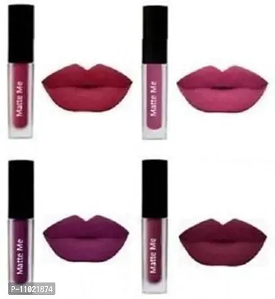 Non Transfer Waterproof Longlast Liquid Matte Mini Lipstick Combo Pack Of 4-thumb0