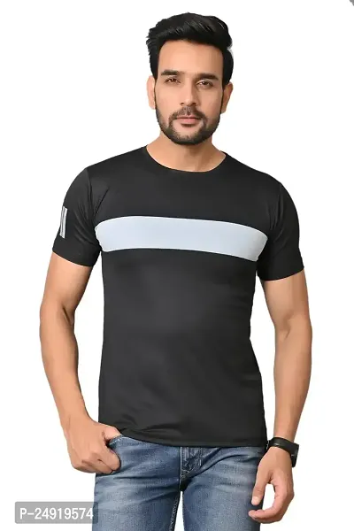 Burundi Blu Stripe Full Sleeves T-Shirt Gym Wear Active Wear Black