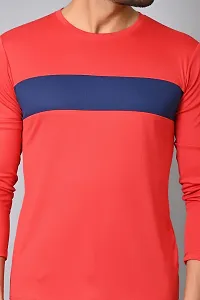 Burundi Blu Stripe Full Sleeves T-Shirt Gym Wear Active Wear- Red-thumb2