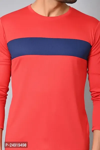 Burundi Blu Stripe Full Sleeves T-Shirt Gym Wear Active Wear- Red-thumb3