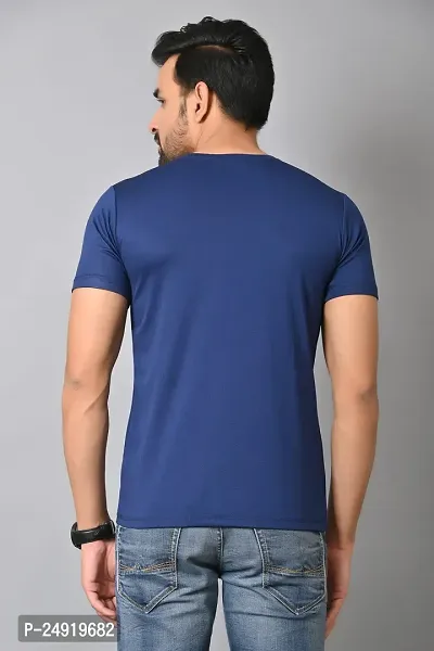 Burundi Blu Regular fit Casual Solid PlainRound Neck T Shirt for Men (BB-P1)-thumb5