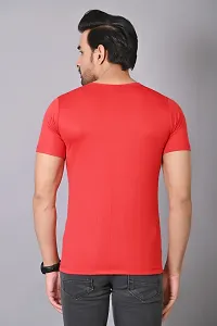 Burundi Blu Regular fit Casual Solid Plain Round Neck Lightweight Stretchable Half Sleeves Red Round Neck T Shirt for Men (B-P10)-thumb4