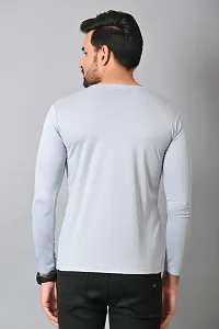 Burundi Blu Stripe Full Sleeves T-Shirt Gym Wear Active Wear- Light Grey-thumb2