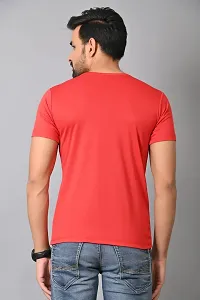 Burundi Blu Regular fit Casual Stripes Plain Lightweight Stretchable Half Sleeves Red Round Neck T Shirt for Men(B-P22)-thumb4