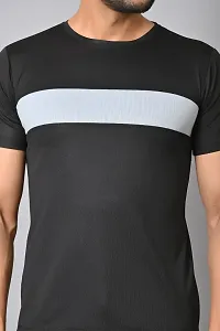 Burundi Blu Stripe Full Sleeves T-Shirt Gym Wear Active Wear Black-thumb3