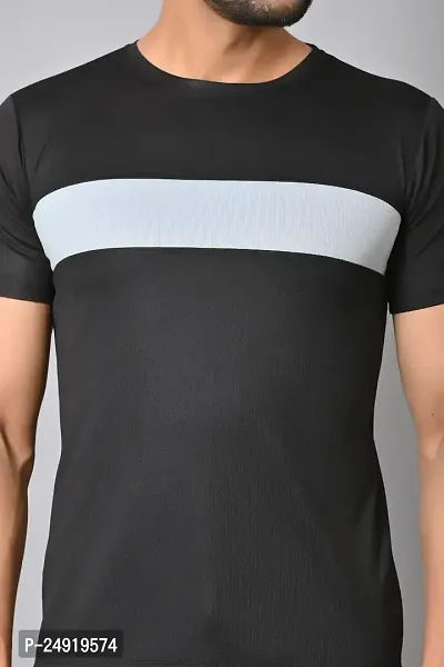 Burundi Blu Stripe Full Sleeves T-Shirt Gym Wear Active Wear Black-thumb4