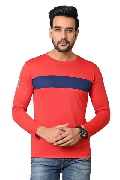 Burundi Blu Stripe Full Sleeves T-Shirt Gym Wear Active Wear-