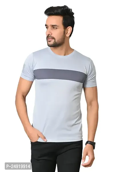 Burundi Blu Regular fit Casual Solid Round Neck T Shirt for Men (B-P9)