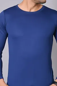 Burundi Blu Plain Solid Full Sleeves T-Shirt Gym Wear Active Wear - Navy-thumb4