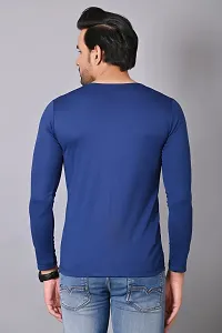 Burundi Blu Plain Solid Full Sleeves T-Shirt Gym Wear Active Wear - Navy-thumb3