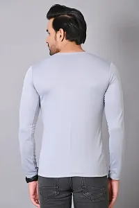 Burundi Blu Regular fit Casual Solid Plain Lightweight Stretchable Full Long Sleeve Light Grey Round Neck T Shirt for Men (B-P3)-thumb4