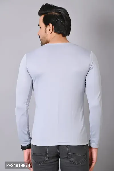 Burundi Blu Regular fit Casual Solid Plain Lightweight Stretchable Full Long Sleeve Light Grey Round Neck T Shirt for Men (B-P3)-thumb5