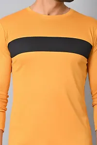 Burundi Blu Stripes Full Sleeves T-Shirt Gym Wear Active Wear- Mustard-thumb3