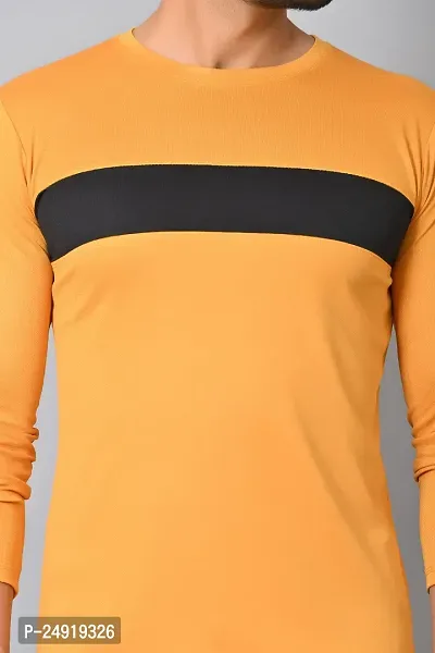 Burundi Blu Stripes Full Sleeves T-Shirt Gym Wear Active Wear- Mustard-thumb4