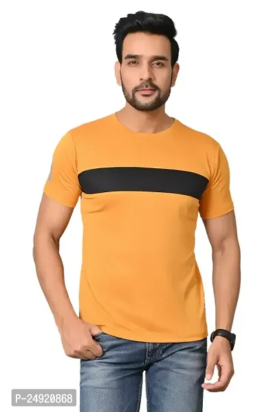 Burundi Blu Regular fit Casual Stripes Round Neck T Shirt for Men (B-P21)